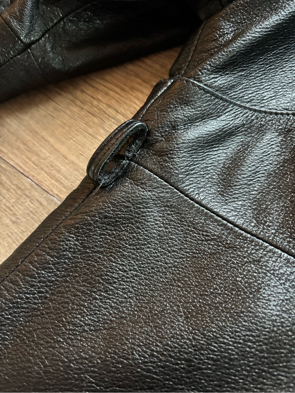 Maxima Black Leather Button-Front Jacket; NO Zipper Pull - Picture 3 of 16